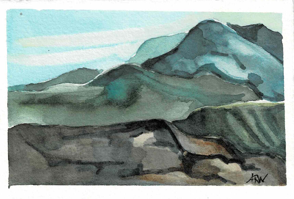 "Aquamarine Mountains" - 4"x6"- Watercolor (Plein Air)