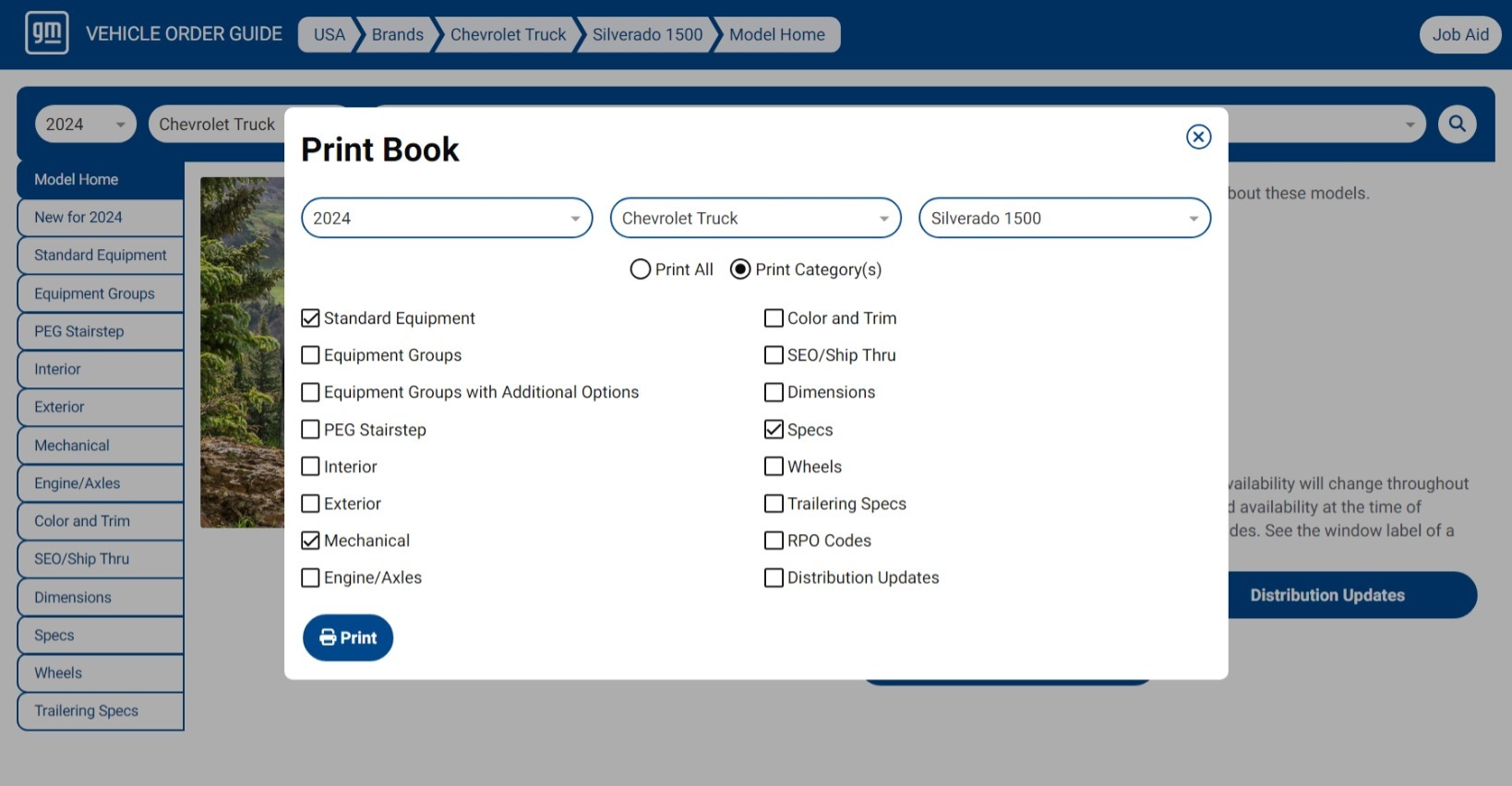 GM - Vehicle Order Guide - Print Module