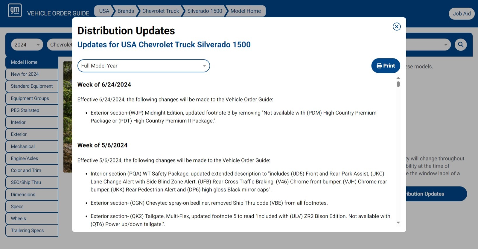 GM - Vehicle Order Guide - Vehicle Distribution Updates