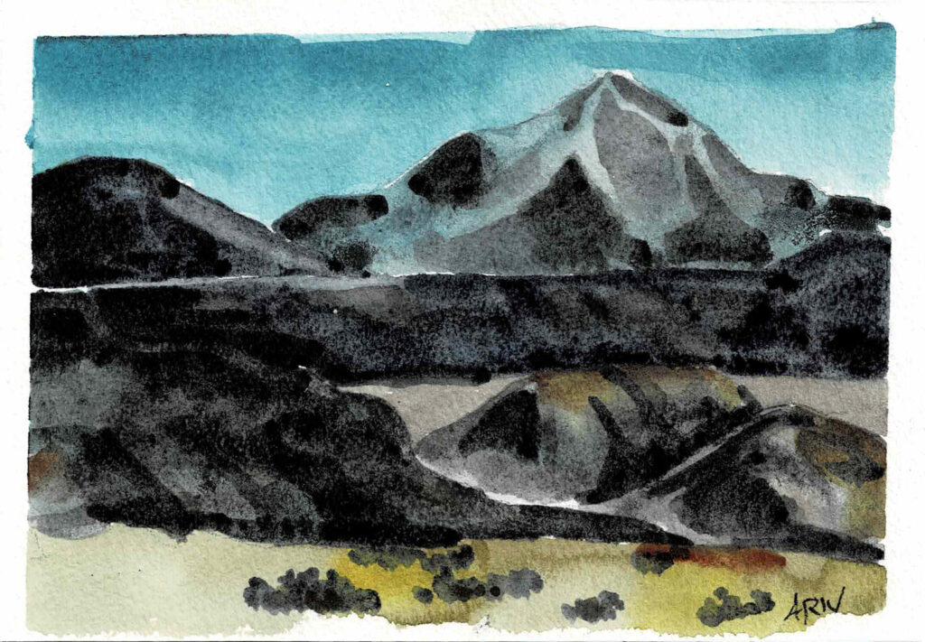 "Payne's Grey Mountain" - 5"x7" - (Watercolor Plein Air)