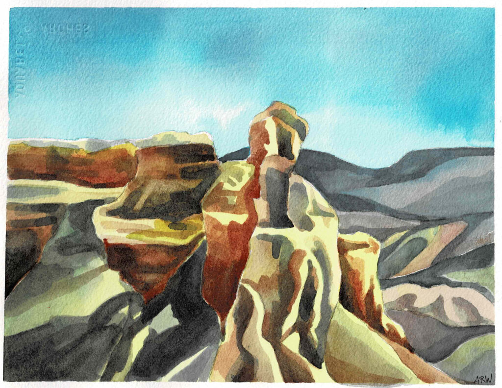 "Sunlit Butte"-8"x10" - (Watercolor Plein Air)- Adria Rosenthal Willenson Fine Art