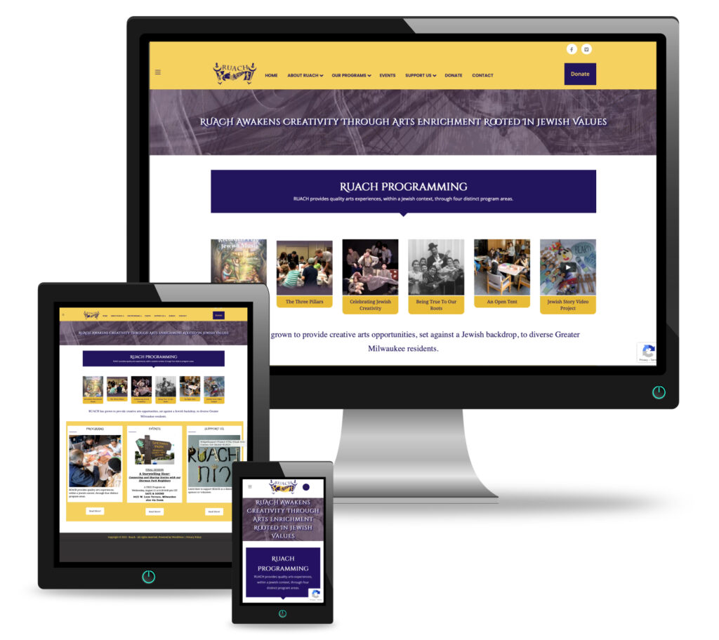 Ruach Inc. Website - Desktop, Tablet and Mobile Devices