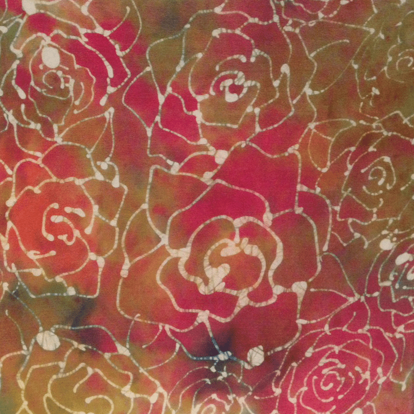 "Sunset Roses" - 12"x12" (Batik on Silk) - Adria Rosenthal Willenson Fine Art