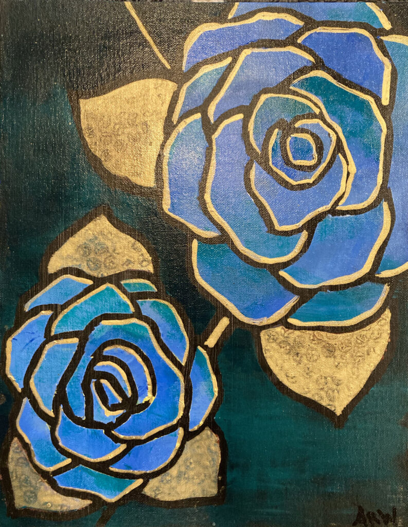 Two Blue Roses - 11x14 (Acrylic)