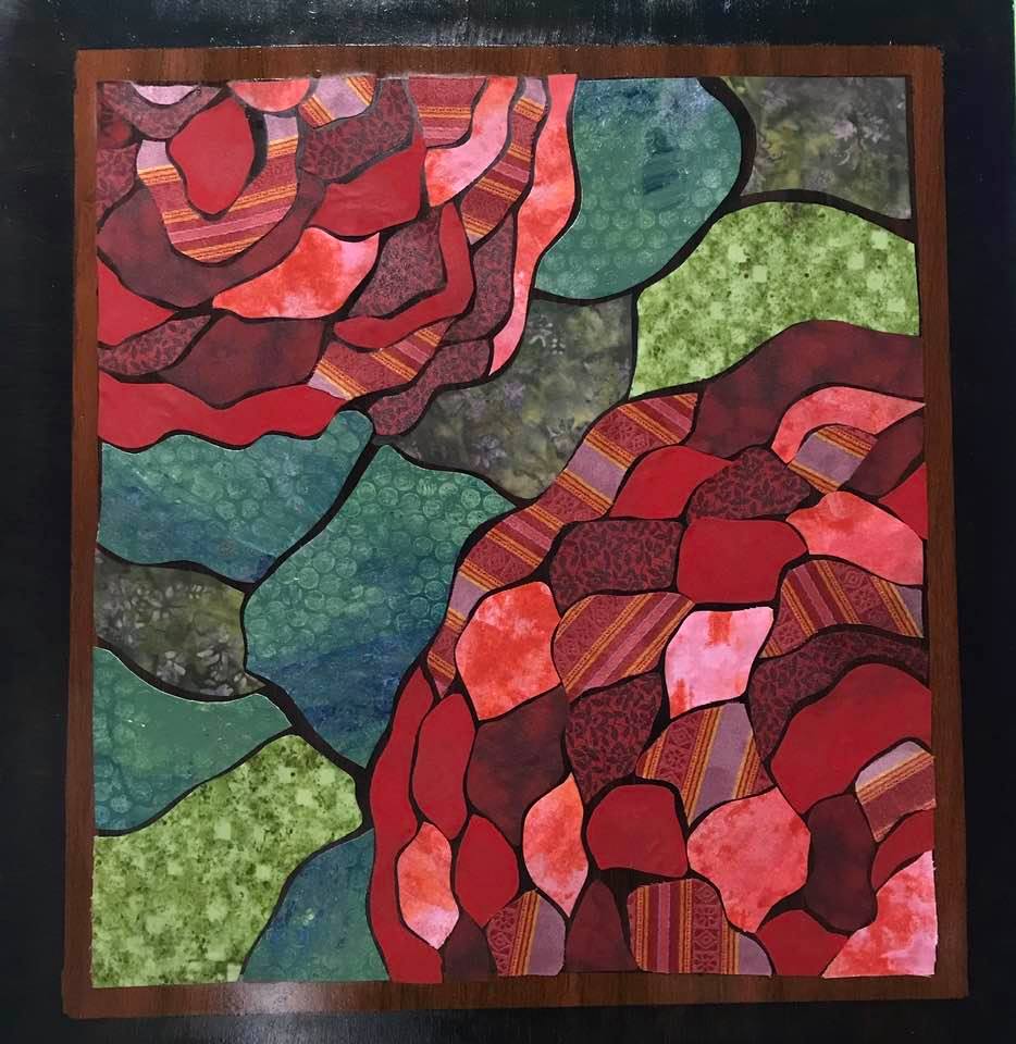 "Two Carnations" - 21"x20" (Mixed Media on Hardwood) - Adria Rosenthal Willenson Fine Art