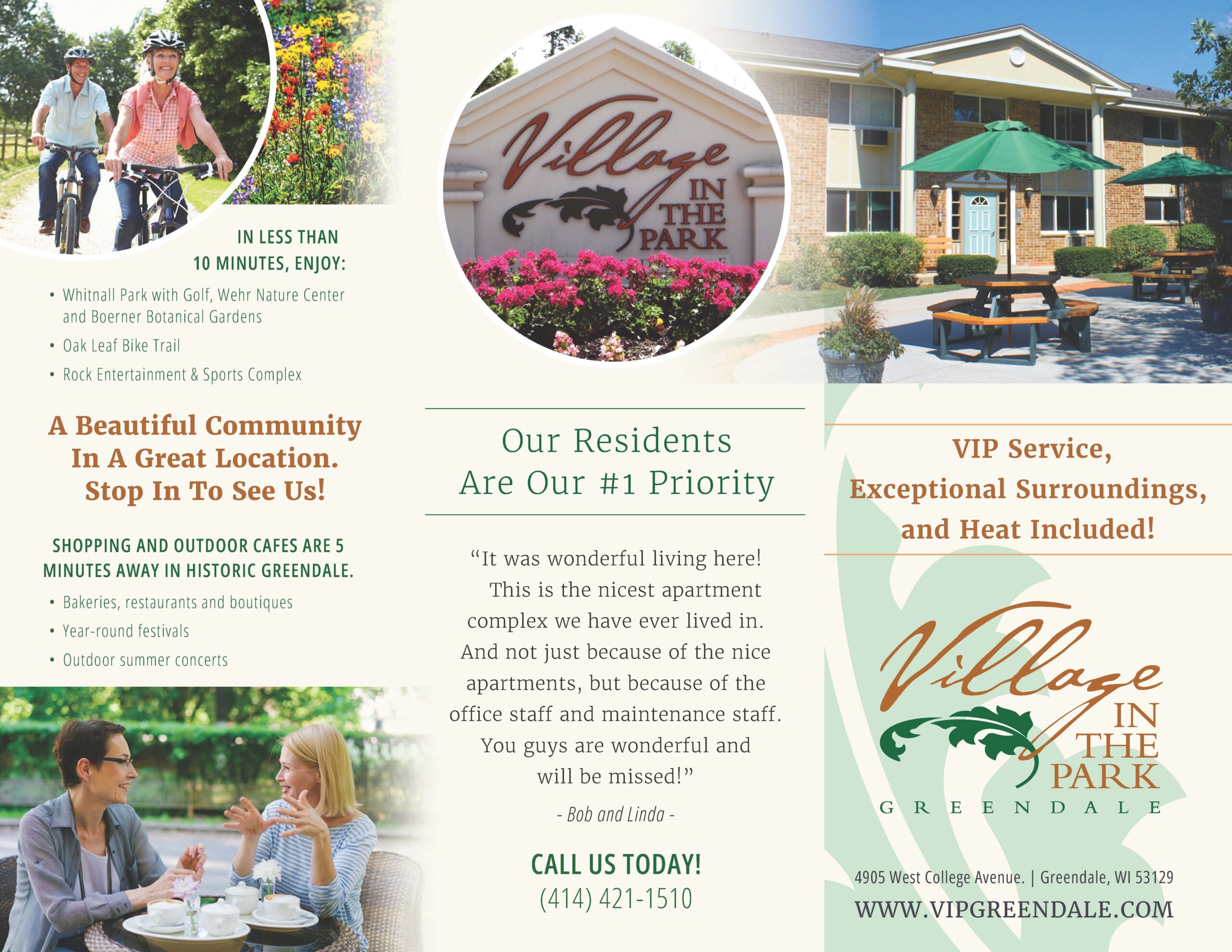 Village In The Park Apartments Brochure -Front Page