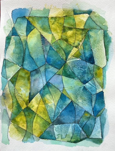 "Blue Yellow Mosaic" - 9"x12" (Watercolor)