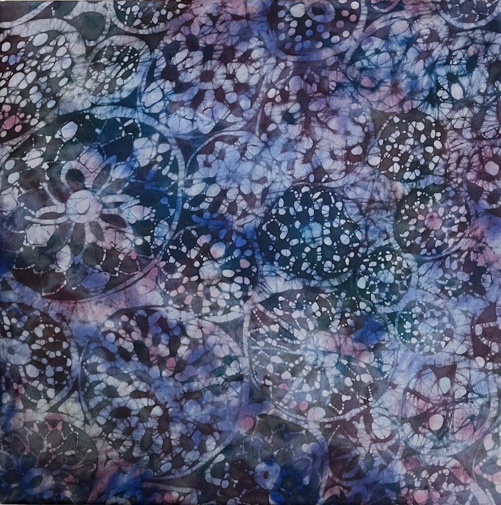 Purple Dahlia Fireworks II-12"x12" Batik on Silk